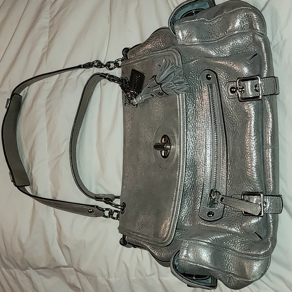 Authentic Coach Silver Metallic handbag